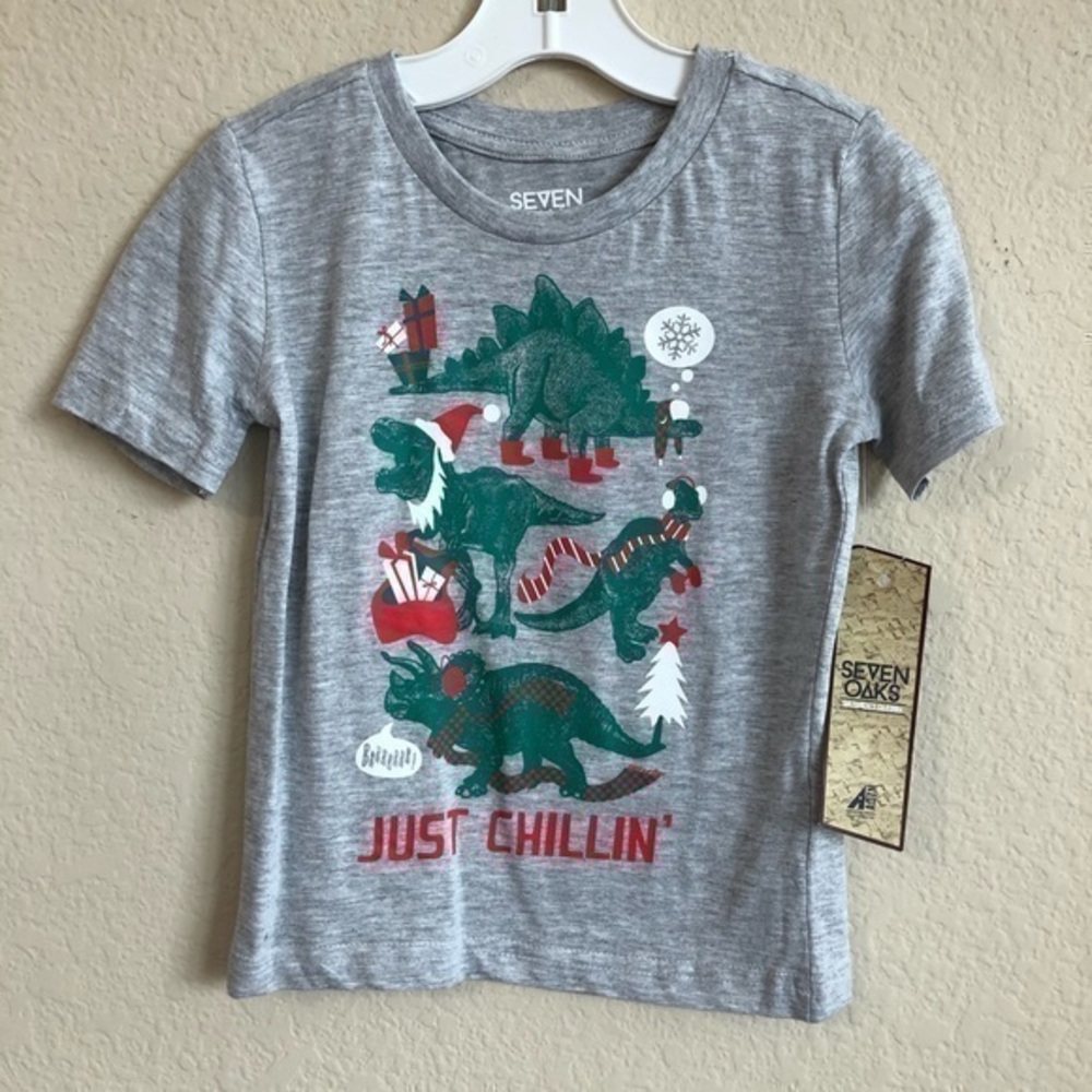 Seven Oaks Shirt Christmas Dinosaur T-Shirt NWT